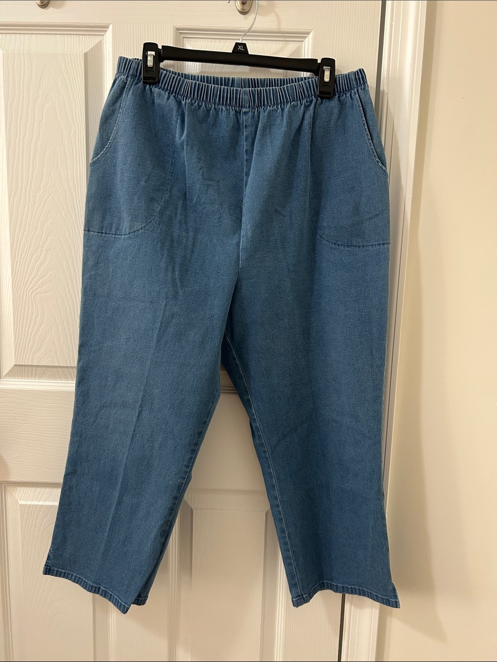 Denim & Co. Elastic Waist Denim Casual Pants - Blue Size X-Large